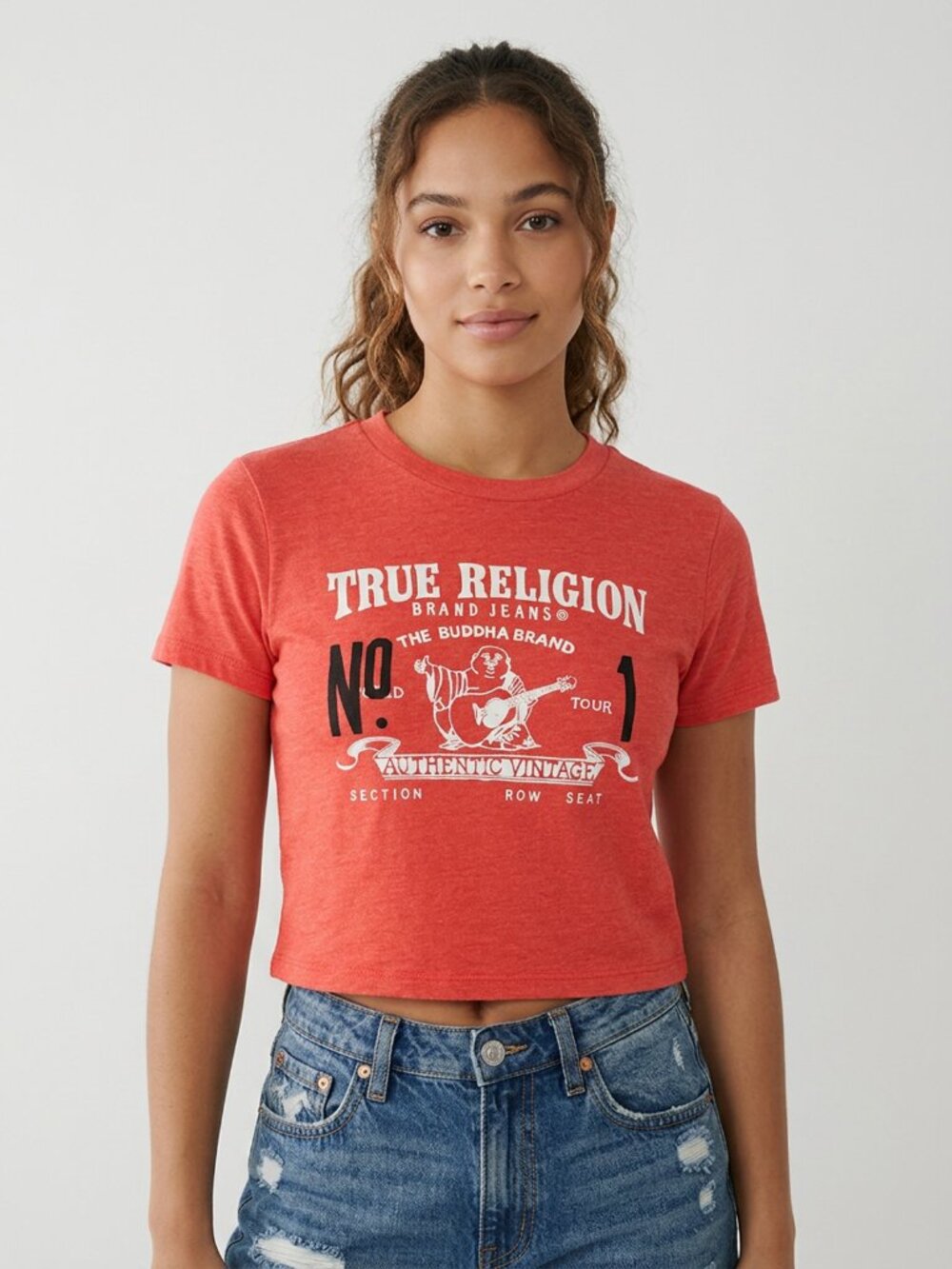 True Religion Fiery Red Heritage Baby Burnout Tee (NWT)
